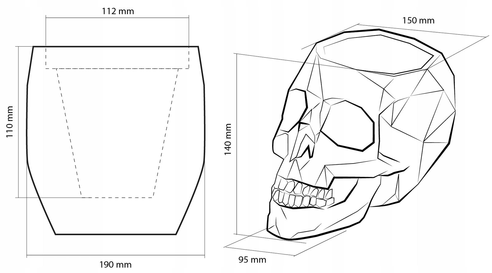 Doniczka betonowa Skull Low-Poly 11 cm | Stal nr. 5