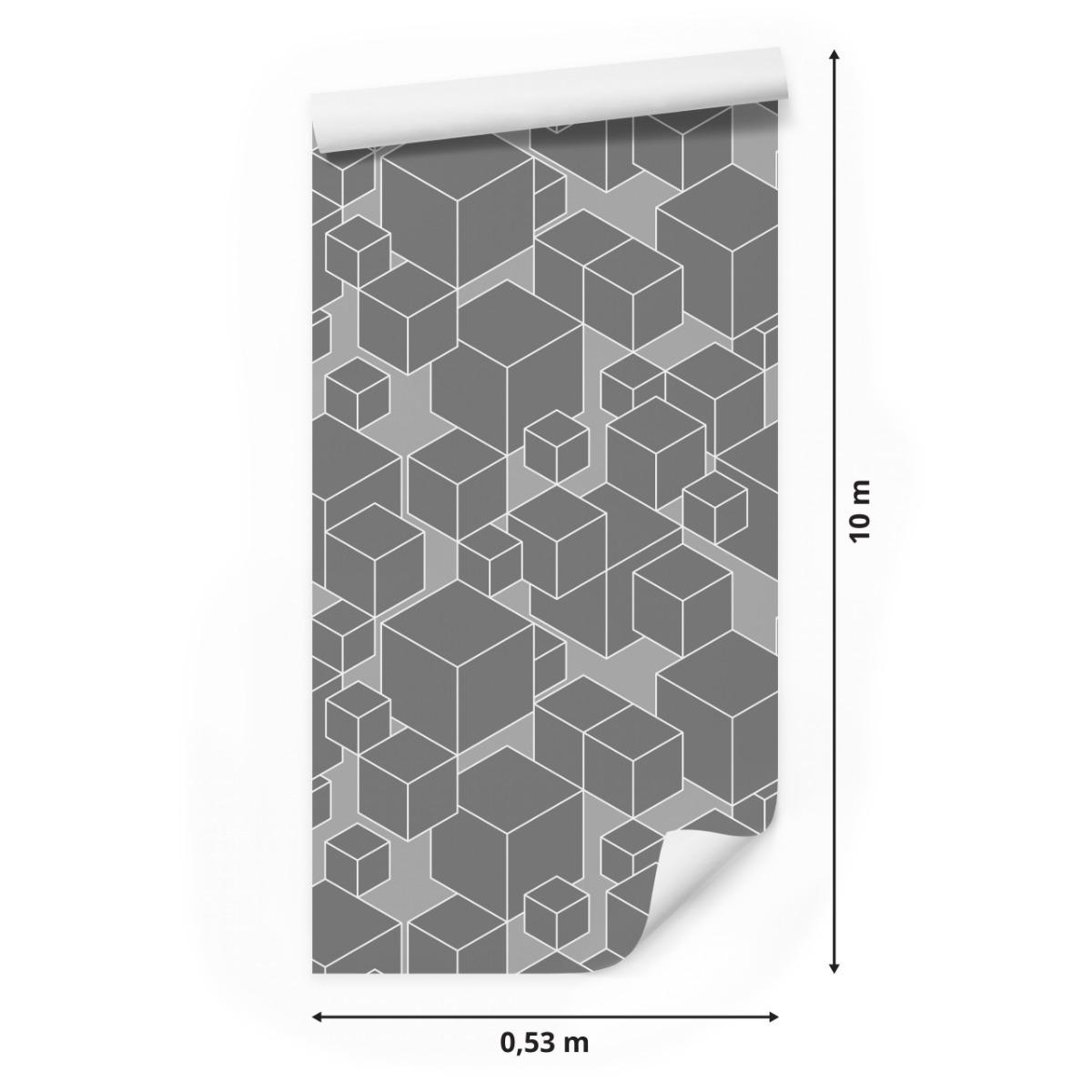 Tapeta Do Salonu Wzór GEOMETRYCZNY Szare Sześciany 53x1000  nr. 2
