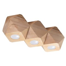 Plafon WOODY 3 naturalne drewno 12x12x36cm nowoczesna lampa GU10 do salonu 