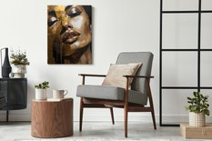 Obraz Na Ścianę Nowoczesny PORTRET Kobiety Styl Glamour Złote Usta 80x120cm - Miniaturka zdjęcia nr 13