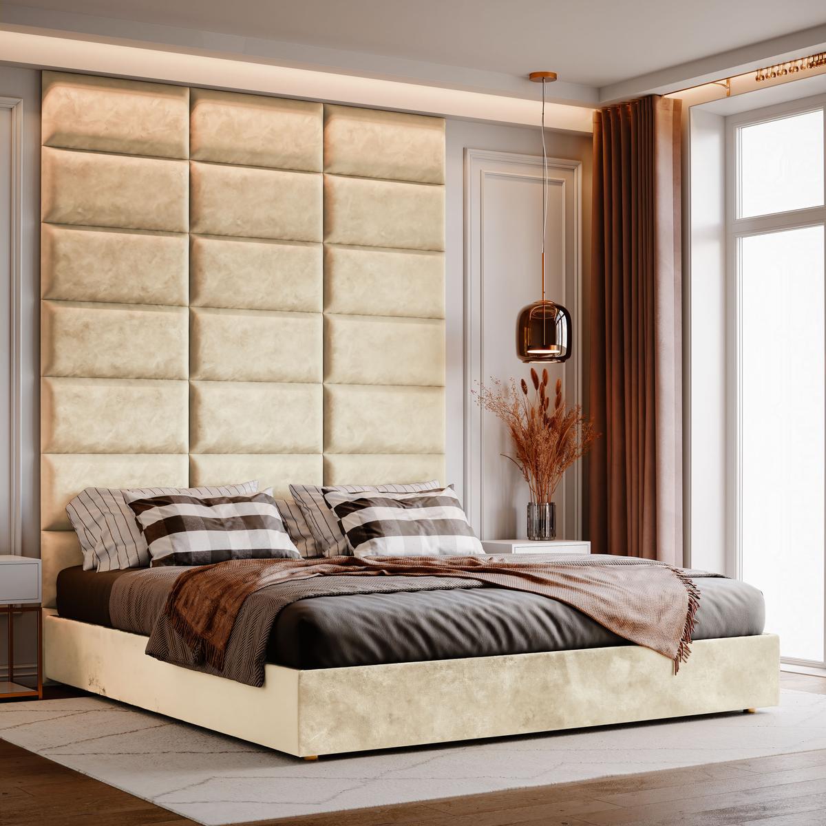  Panele tapicerowane 70x30 cm na ścianę magic velvet kremowy nr. 5