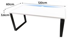 Biurko gamingowe model 1 Low 120x71x60 cm białe LOFT LED RGB pilot blat 3,6cm - Miniaturka zdjęcia nr 2