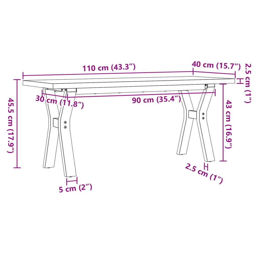 Stolik kawowy 110x40x45,5 cm z nogami w kształcie litery Y z blatem z drewna sosnowego do salonu nr. 10