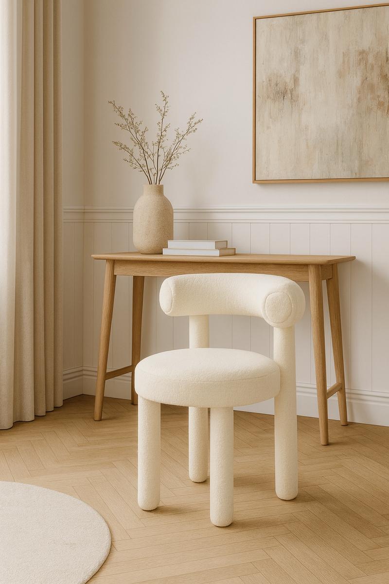 Krzesło tapicerowane LEITH 62x58x80 cm do salonu jadalni kremowe nowoczesny desing nr. 2