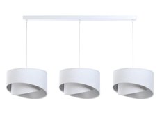 Lampa 114x88x86 cm na listwie z 3 asymetrycznymi abażurkami biało srebrna - Miniaturka zdjęcia nr 1