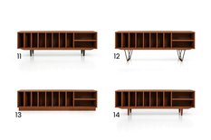 Szafka RTV 175x45x55 cm z 10 półkami na winyle fornir dębowy w kolorze tekowym do salonu - Miniaturka zdjęcia nr 11