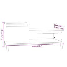 Stolik kawowy 100x50x45 cm z praktyczną szafką z drzwiczkami i półką brązowy dąb do salonu - Miniaturka zdjęcia nr 10