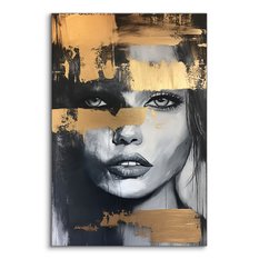 Duży Obraz Na Płótnie Do Salonu Kobiecy Portret Glamour Abstrakcja 80x120cm - Miniaturka zdjęcia nr 2