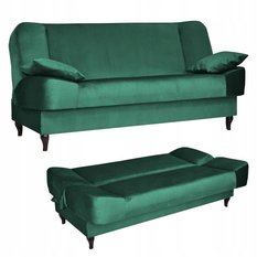 Wersalka SARA 200x95 cm butelkowa zieleń rozkładana kanapa z pojemnikiem sofa do salonu Monolith