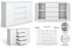 Komoda 120 cm MARTUSIA 101x120x39 cm z 2 drzwiami i 4 szufladami biała do salonu i sypialni pojemna - Miniaturka zdjęcia nr 5