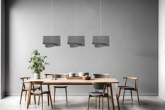 Lampa 114x88x86 cm na listwie z 3 asymetrycznymi abażurkami szaro srebrna - Miniaturka zdjęcia nr 5