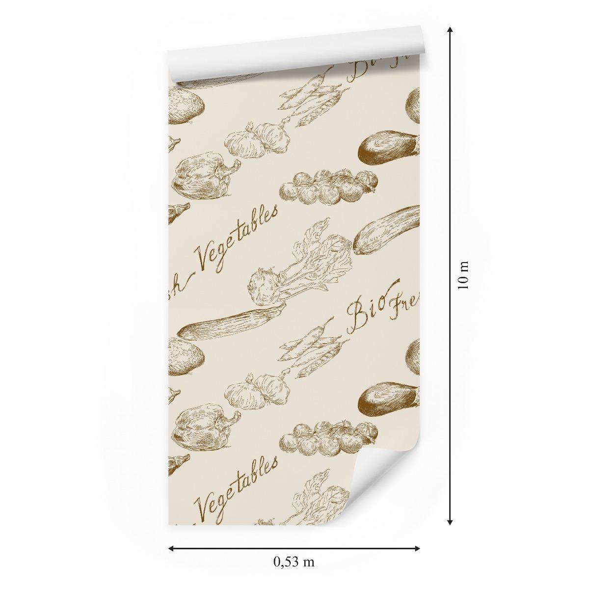 Tapeta warzywa liście vintage napisy do kuchni  nr. 2