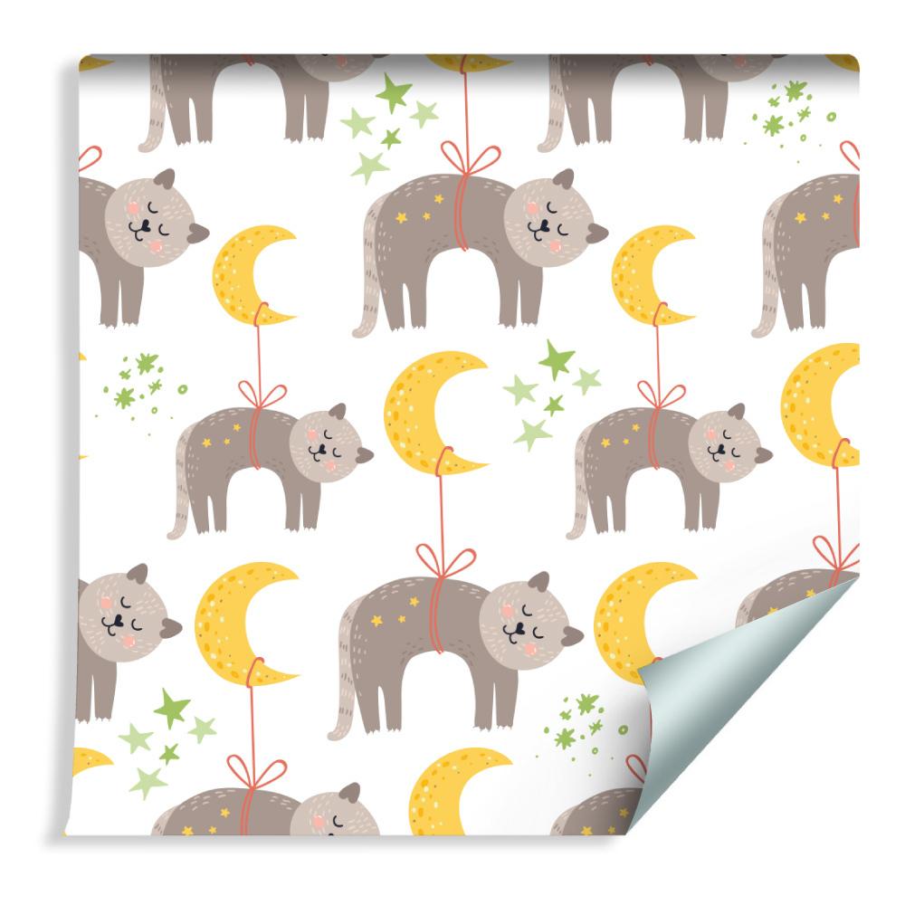 Tapeta Do Pokoju Dziecka KOTKI Księżyce Gwiazdki 53x1000  nr. 3