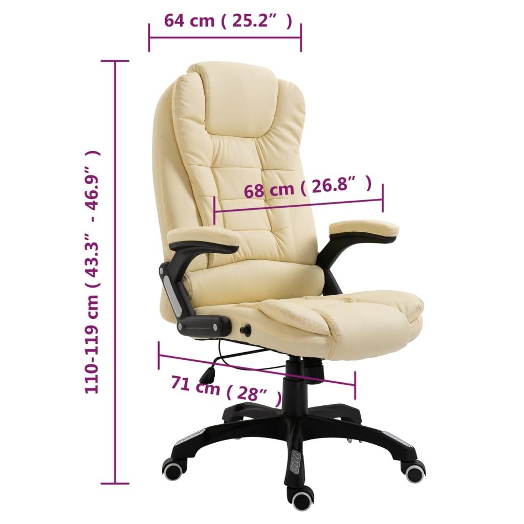 Krzesło obrotowe 68x71x119 cm biurowe z regulacją kremowe sztuczna skóra fotel do biura lub gabinetu czy pokoju nr. 9