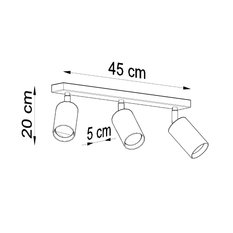 Plafon BERG 3 naturalne drewno 20x5x45cm nowoczesna lampa GU10 do salonu  - Miniaturka zdjęcia nr 4