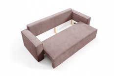 Kanapa 248x96x93 cm sofa z funkcją spania automat i pojemnik sztruks brudny róż do salonu - Miniaturka zdjęcia nr 7