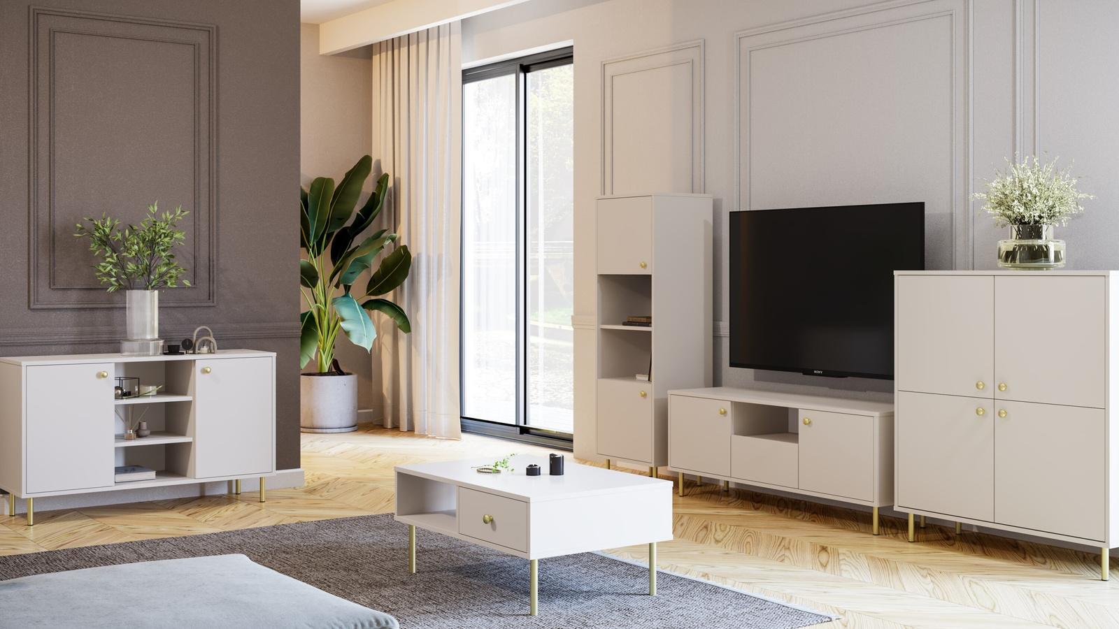 Stolik kawowy NOMI 90x60x43 cm do salonu biura złote nogi kaszmir nr. 3