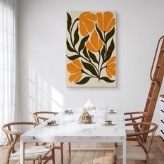 Duży Obraz Do Salonu Pomarańczowe Tropikalne Kwiaty Styl Boho 80x120cm - Miniaturka zdjęcia nr 4