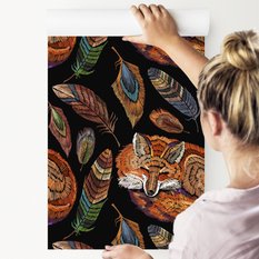 Tapeta Flizelinowa Haftowane LISY Kolorowe Pióra  - Miniaturka zdjęcia nr 4