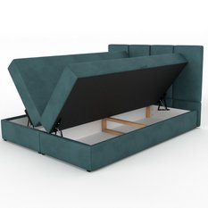 Łóżko kontynentalne 160x200x113 cm tapicerowane podwójne z materacem turkusowe - Miniaturka zdjęcia nr 11