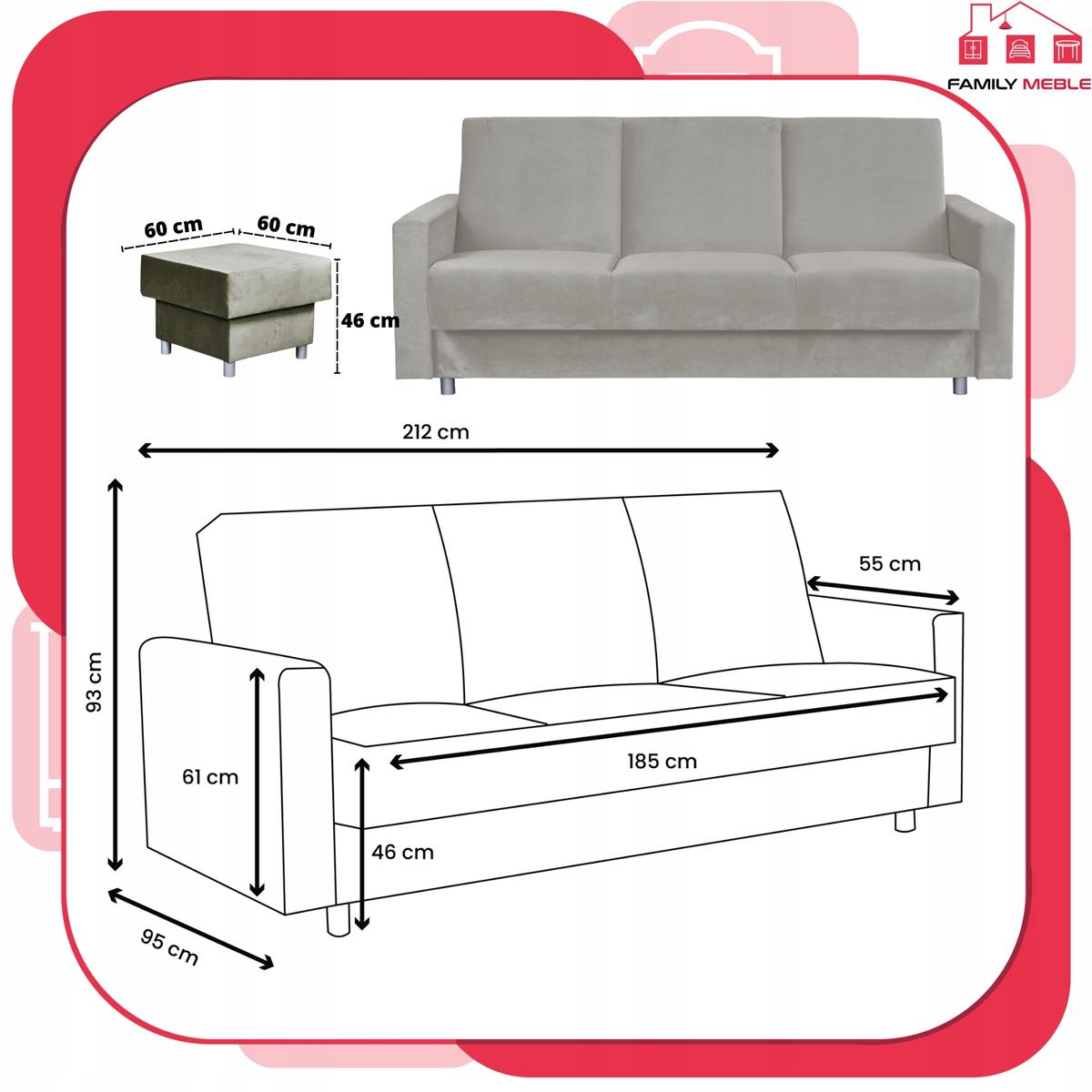 Wersalka Narożnik Alicja z pufą sofa kanapa rozkładana Family Meble beż nr. 6