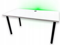 Biurko gamingowe model 2 Low 160x71x80 cm LOFT biały LED RGB pilot przepust blat 3,6 cm - Miniaturka zdjęcia nr 2