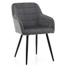 Krzesło ORTE szare tapicerowane welurem pikowane do jadalni lub salonu 