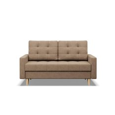 Sofa ELMA 152x88x92 cm  2-osobowa skandynawska rozkładana z pojemnikiem na nóżkach do salonu sprężyna bonell beżowa - Miniaturka zdjęcia nr 3