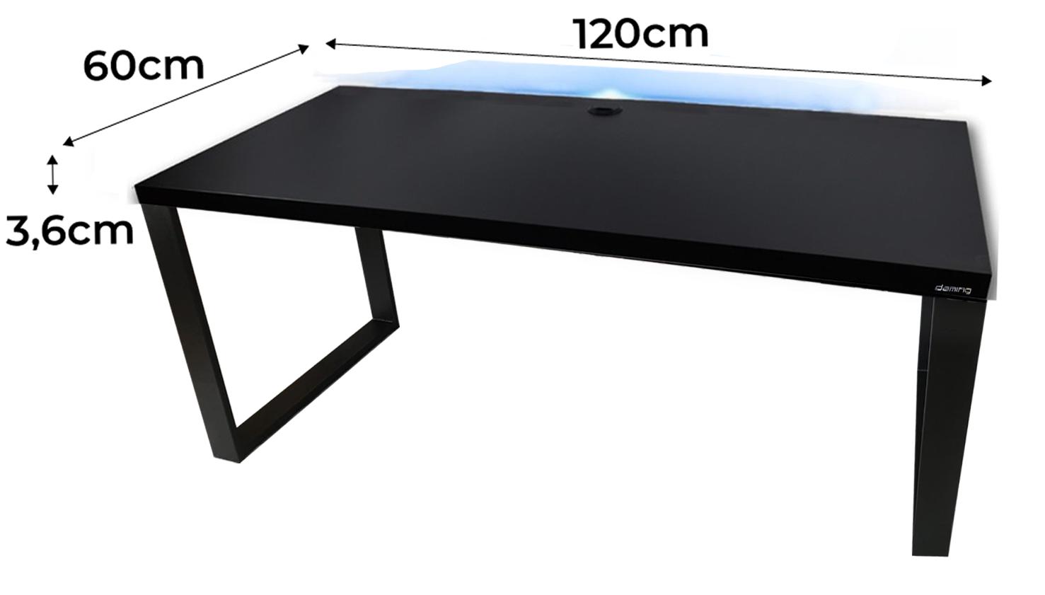 Biurko gamingowe model 2 Low 120x60x71 cm czarne LOFT LED RGB pilot przepust blat 3,6 cm nr. 2