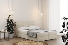 Łóżko BALI 120x200 cm z funkcją przechowywania i materacem do sypialni ecru