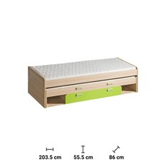 Łóżko 203,5x86x55,5 cm podwójne Lorento jesion coimbra zieleń do sypialni - Miniaturka zdjęcia nr 2