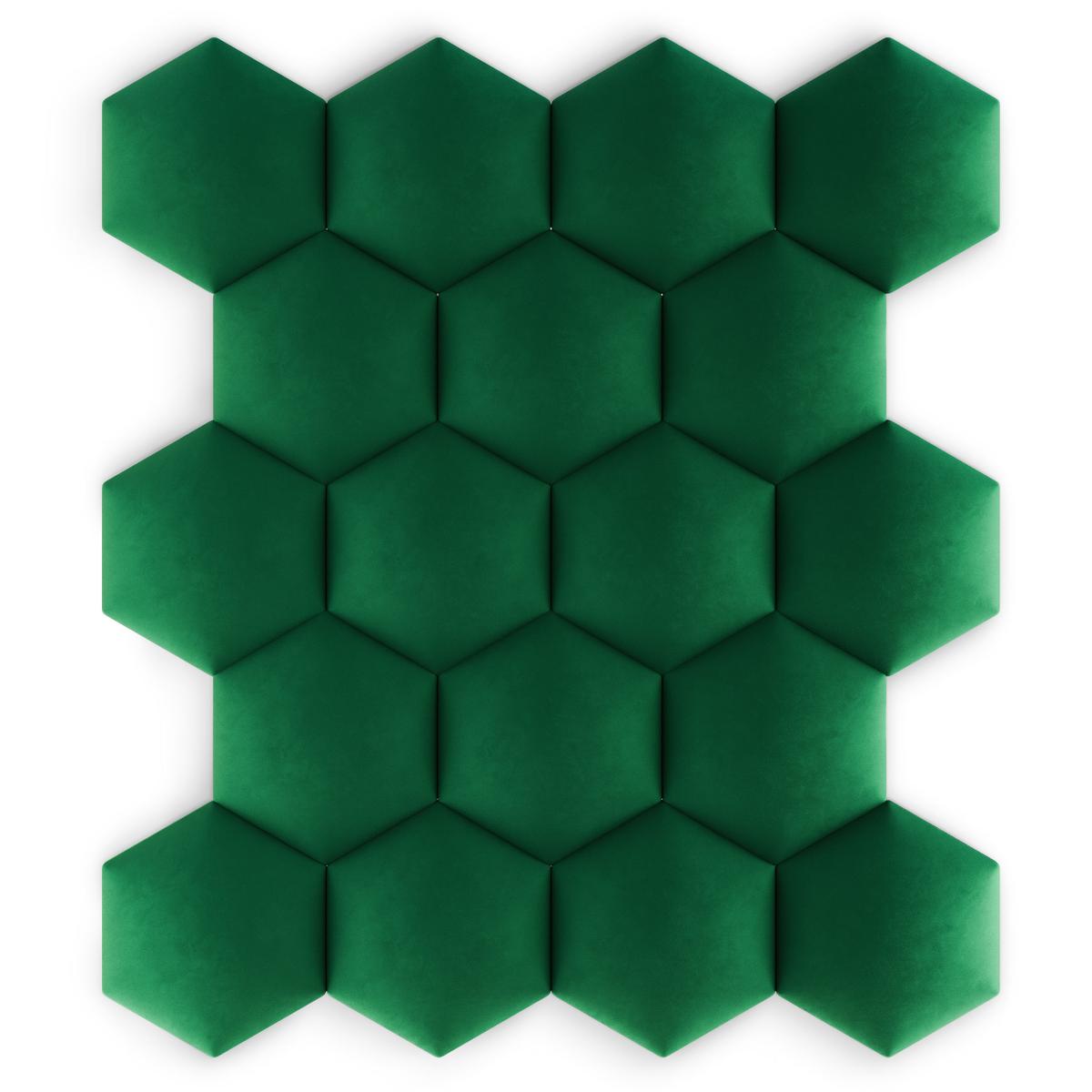 Panele tapicerowane 26x30 hexagon magic velvet butelkowa zieleń nr. 7