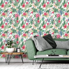 Tapeta Kolorowe KWIATY Liście Tropikalne Akwarela 53x1000  - Miniaturka zdjęcia nr 7