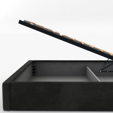 Łóżko Pojedyncze 90x200cm łóżko tapicerowane z pojemnikiem czarne do sypialni wezgłowie 88 cm - Miniaturka zdjęcia nr 10