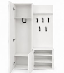 Garderoba do przedpokoju DUO 180x95x35 cm z lustrem wieszakami szafka na buty biały, lewa - Miniaturka zdjęcia nr 5