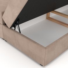 Łóżko kontynentalne 160x200x113 cm tapicerowane podwójne z materacem beżowe - Miniaturka zdjęcia nr 13