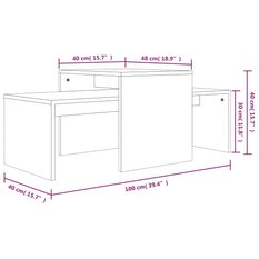 Stolik kawowy 100x48x40 cm z praktycznymi półkami przydymiony dąb do salonu - Miniaturka zdjęcia nr 7