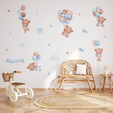 Naklejki Dla Dzieci Kolorowe Balony Misie 120x60 Gwiazdki ZESTAW - Miniaturka zdjęcia nr 6