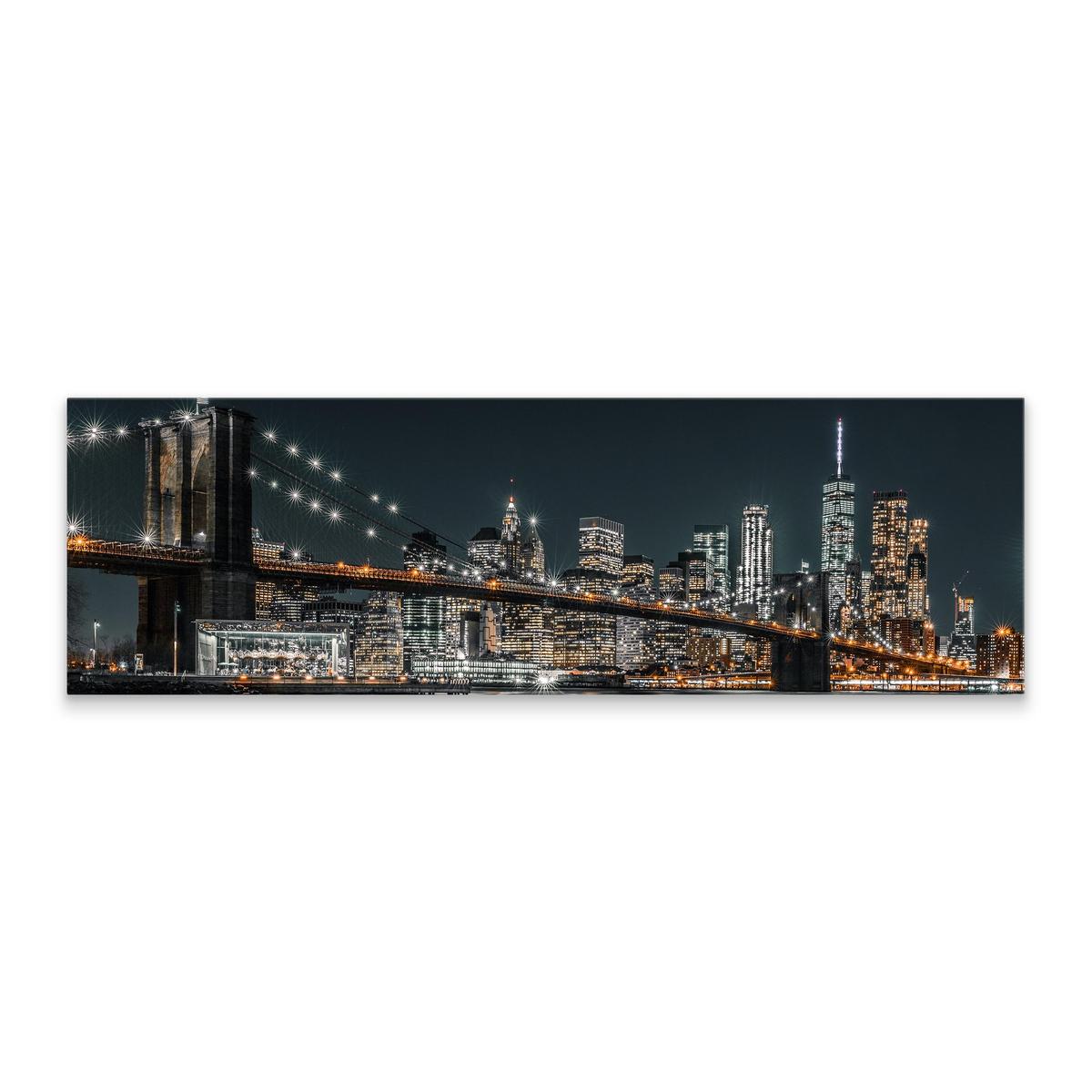 Obraz Do Salonu Nocna Panorama NY Most Brookliński Architektura 145x45cm nr. 2