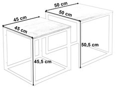 Stoliki kawowe Praven 50x50x50 cm loft zestaw 2 sztuk dąb craft biały - Miniaturka zdjęcia nr 2