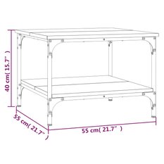 Stolik kawowy 55x55x40 cm z praktyczną dolną półką przydymiony dąb do salonu - Miniaturka zdjęcia nr 9