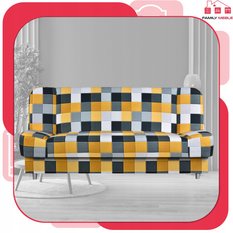 Wersalka SARA PRINT 200x95 cm kwadraty rozkładana kanapa z pojemnikiem sofa do salonu Geometry - Miniaturka zdjęcia nr 2