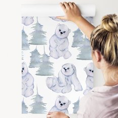 Tapeta W Rolce Białe Malowane NIEDŹWIEDZIE Polarne  - Miniaturka zdjęcia nr 8
