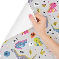 Tapeta dla dzieci kolorowe dinozaury kwiaty natura  - Miniaturka zdjęcia nr 3