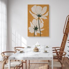 Obraz Do Salonu Białe Kwiaty Liście Natura Styl Boho Minimalizm 80x120cm - Miniaturka zdjęcia nr 4