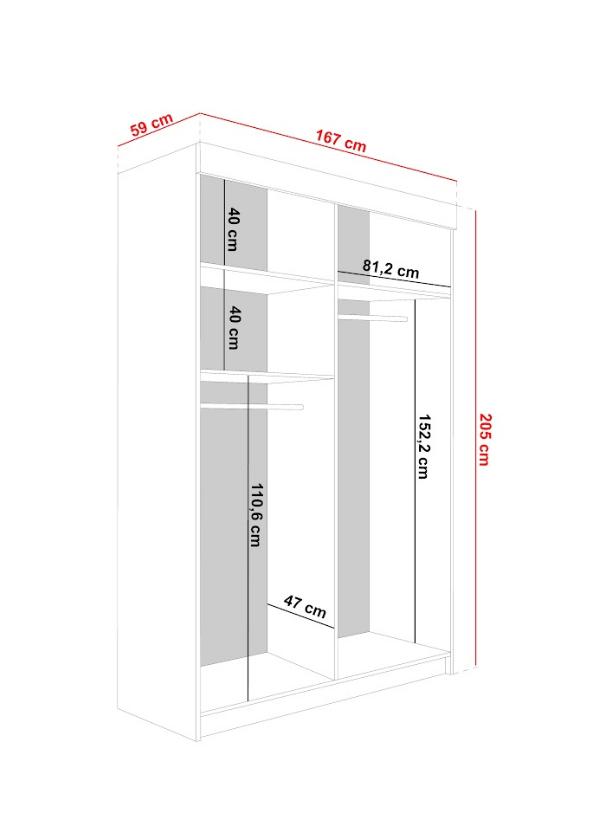 Szafa przesuwna Lamaro 138x59x205 cm z lustrem szary do sypialni nr. 3