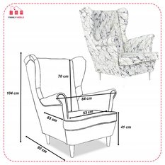 Fotel uszak skandynawski Ari Print Family Meble - Miniaturka zdjęcia nr 6