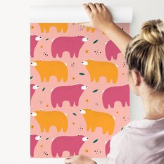 Tapeta Dziecięca Kolorowe MISIE Niedźwiadki Kwiaty  - Miniaturka zdjęcia nr 5