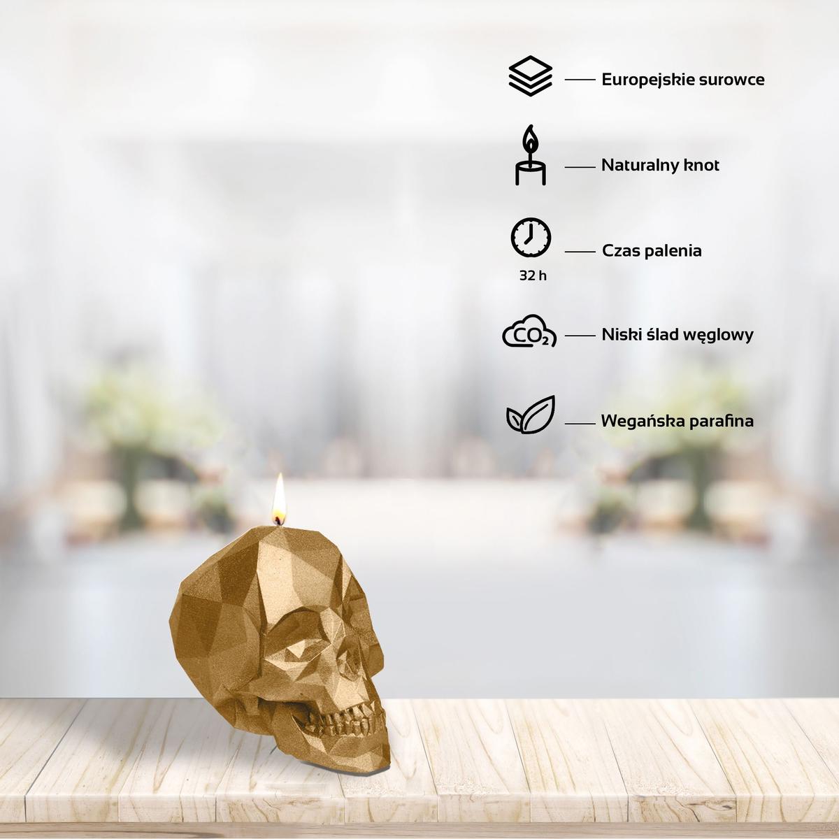 Świeca Skull Low-Poly Classic Gold Small nr. 4