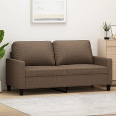 Sofa 158x77x80 cm 2-osobowa wygodna tapicerowana tkaniną brązowa do salonu - Miniaturka zdjęcia nr 2